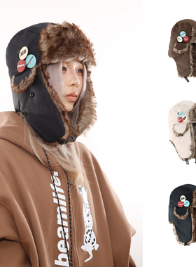 BEAMLIFE25AW原创设计毛茸茸护耳保暖雷锋帽子男女加厚飞行员帽子