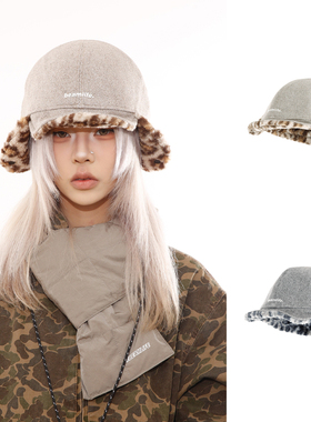 BEAMLIFE25AW原创秋冬保暖加厚毛茸护耳豹纹冬季雷锋帽男女飞行帽