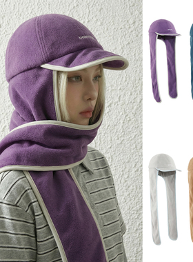 BEAMLIFE25AW原创韩版小众摇粒绒加厚护耳帽子冬季男女围巾一体帽