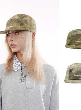 BEAMLIFE25AW原创渐变迷彩户外平檐帽子男女韩版日式鸭舌五片帽潮