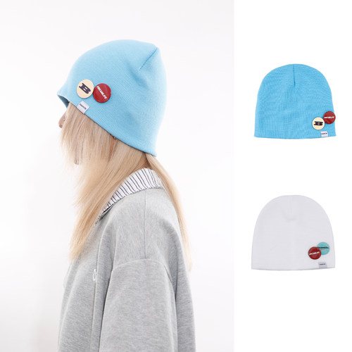 原创设计徽章薄款冷帽百搭针织帽