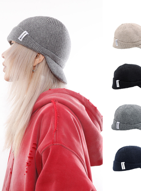 BEAMLIFE25AW秋冬原创夹标小众针织鸭舌帽子男女韩版毛线包头帽子