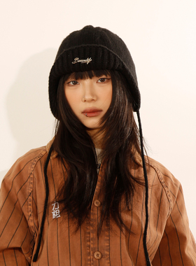 BEAMLIFE24AW秋冬原创金属标粗针织护耳包头毛线帽子男女针织冷帽