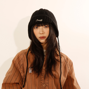 BEAMLIFE24AW秋冬原创金属标粗针织护耳包头毛线帽子男女针织冷帽