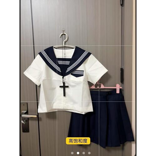 三件套日系JK制服学院海军领白色三本水手服校供百褶裙软妹套装