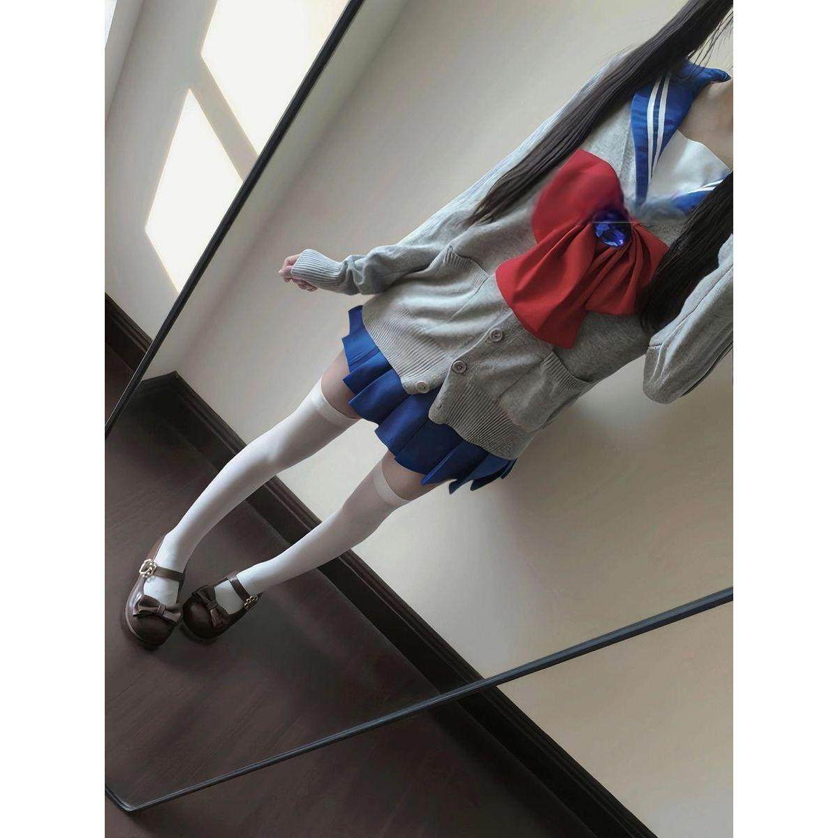 校供感早秋JK制服针织衫开衫外套叠穿美少女套装学院风穿搭套装