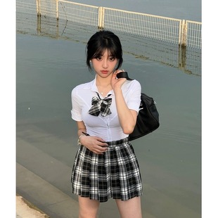 夏季 甜辣纯欲衬衣三件套 设计感收腰jk制服学院风衬衫 百褶裙套装