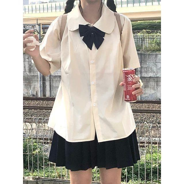 jk制服杏色短袖衬衫夏装新