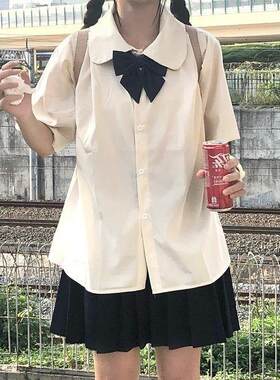 jk制服杏色短袖衬衫夏装新
