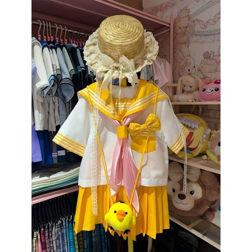 三件套新品jk制服夏季基础穿搭黄三本水手服学院风校供JK裙套装