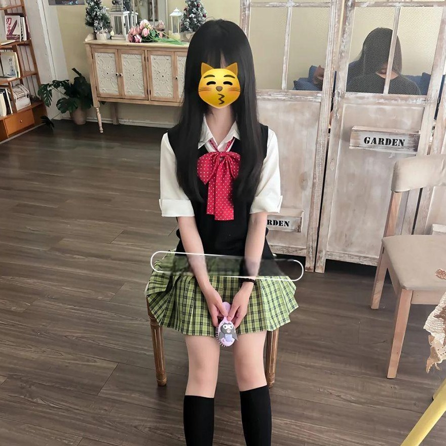 小青梅JK制服格裙套装百搭马甲背心学生甜美短裙叠穿衬衫四件套