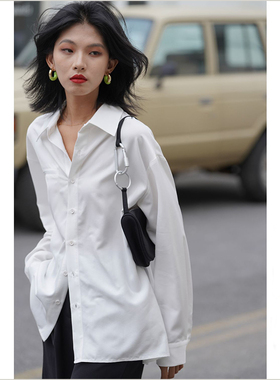 衬衫女春秋款学院风上衣法式设计感小众长袖港味别致气质白色衬衣
