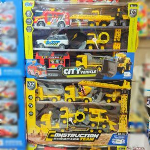 Little Actress建筑工程队套装挖掘机吊车拖车声光玩具男孩礼物盒