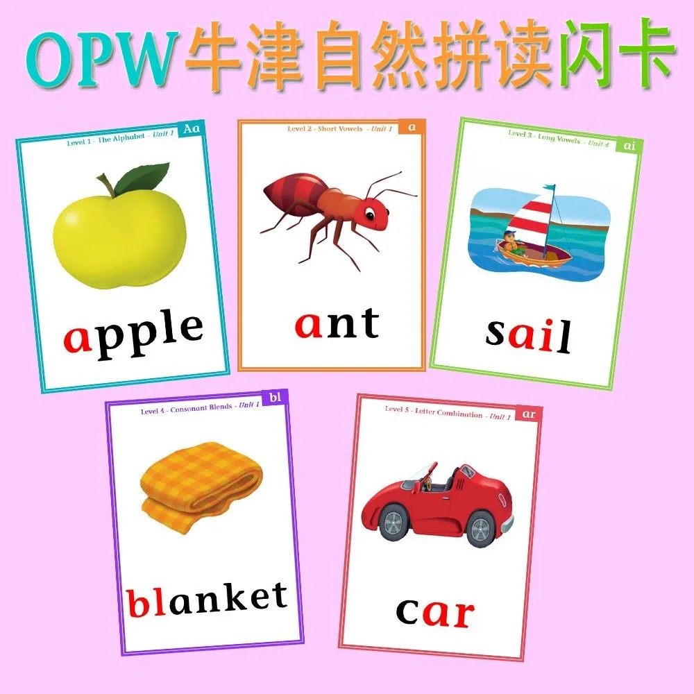 牛津自然拼读闪卡教师教具OPW单词卡少儿英语早教卡片铜版纸塑封