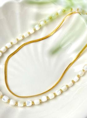 新中式叠戴款珍珠项链复古气质百搭小众高级锁骨链女