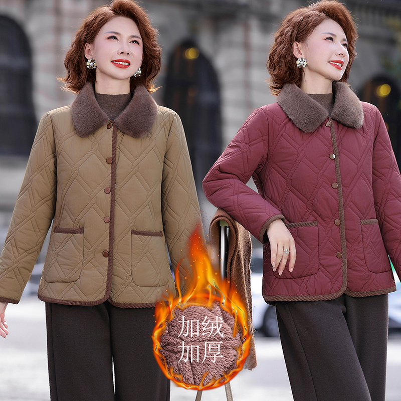 中老年棉袄女冬季妈妈棉服2025新款秋冬装外套洋气加绒加厚小棉袄