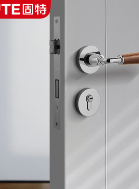 GUTE固特机械门锁室内门锁银色木纹把手家用卧室锁具