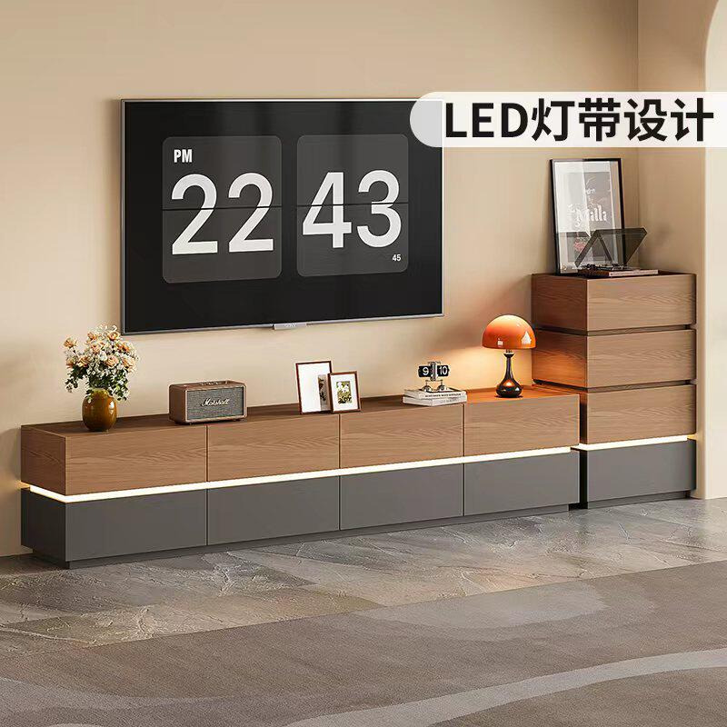 中古风电视柜边柜收纳储物柜一体客厅家用2026新款电视机柜落地