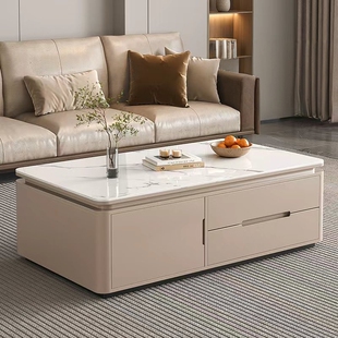 岩板茶几电视柜组合客厅家用2026新款实木轻奢高级感茶几桌小户型