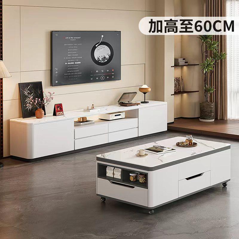 岩板茶几电视柜组合客厅家用小户型实木高柜60cm高款电视机柜落地,住宅家具,电视柜,淘宝优惠券,粉丝福利购,淘宝优惠卷