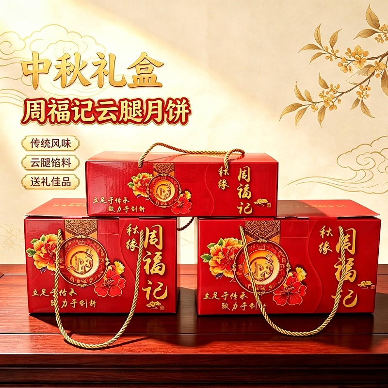 云南昭通月饼大关周福记火腿饼玫瑰鲜花火腿饼天麻火腿荞火腿月饼
