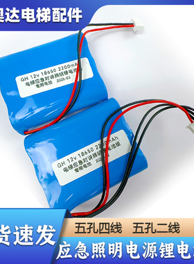 德凌12v西奥电梯专用应急照明对讲电源2200电池锂18650日立奥的斯