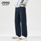 jeep吉普加绒加厚美式 男潮牌纯棉直筒休闲长裤 重磅阔腿运动工装 裤
