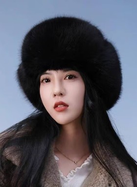 全毛抗寒防风帽子男女款霸王帽雷锋帽环保毛冬季护耳加厚保暖帽子