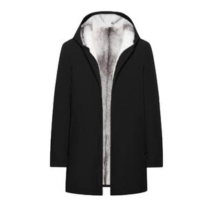 【可抗寒-30度】十字貂内胆派克服中长款连帽尼克服环保皮草外套