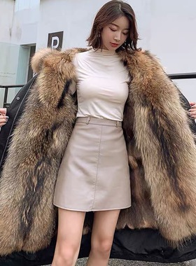 派克服女2025新款仿狐狸毛皮草内胆中长款外套海宁派克大衣可拆卸