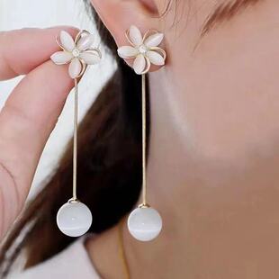 爆款两戴花朵流苏耳环韩国气质超仙五叶花耳坠显瘦网红耳饰耳钉