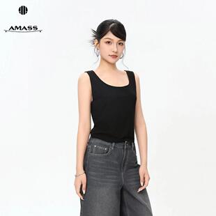 AMASS/阿玛施夏季通勤吊带背心显瘦百搭无袖U领上衣女530274