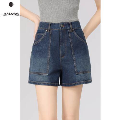 AMASS/阿玛施早春新款舒适减龄复古高腰休闲时尚牛仔短裤女510006