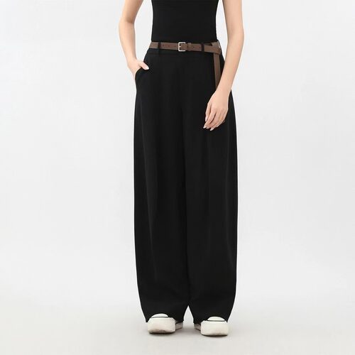 AMASS/阿玛施新款弯刀裤垂感宽松爆款洋气女薄款黑色西装裤510025
