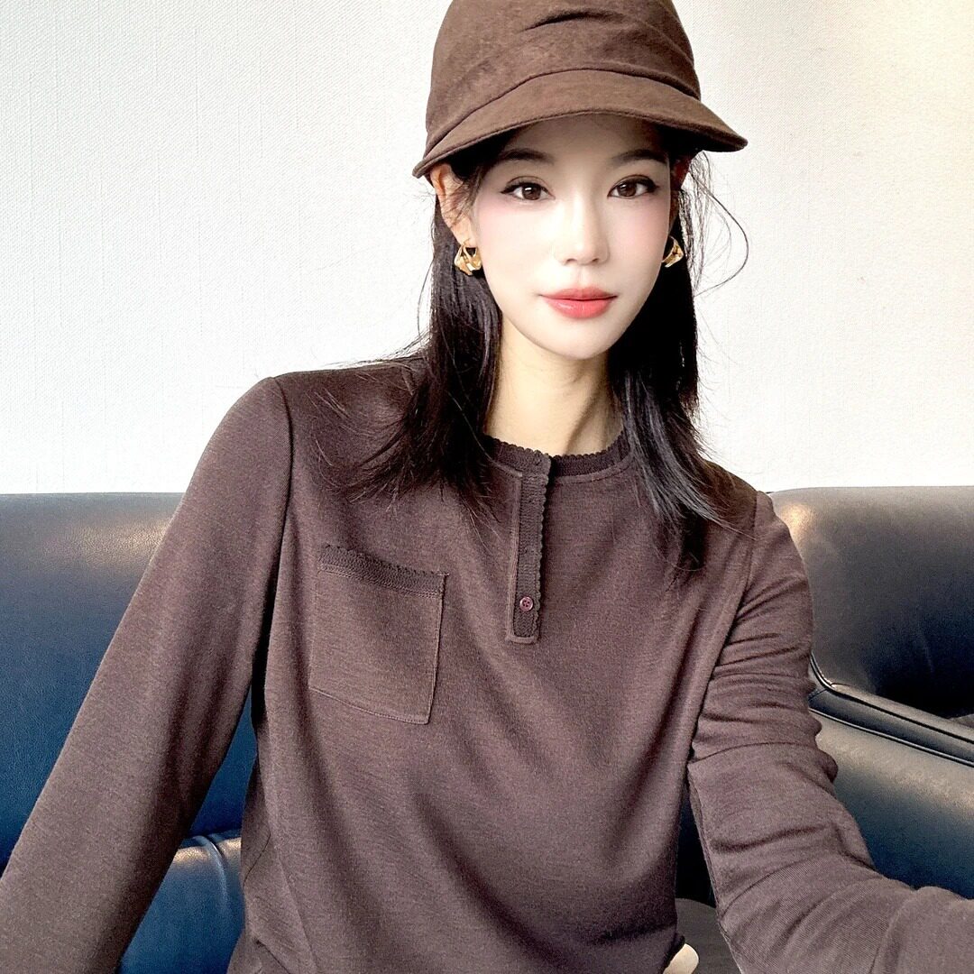 AMASS/阿玛施新款燕麦格雷系时尚极简高级百搭长袖显瘦针织530178