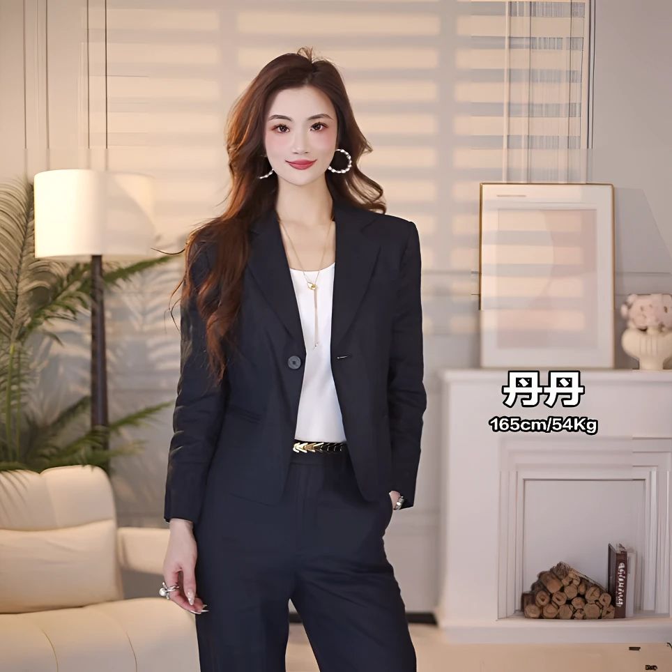 AMASS/阿玛施夏季女装亚麻老钱风西装外套 5400681亚麻裤通勤修身