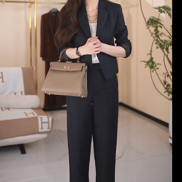 亚麻阿玛施新款亚麻老钱风西装修身通勤外套5400681夏季裤女装