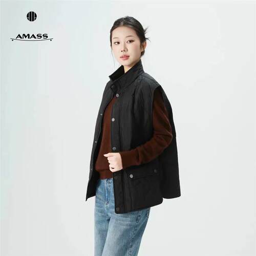 AMASS/阿玛施秋冬松弛感百搭休闲绗缝立领保暖坎肩棉服马夹540071