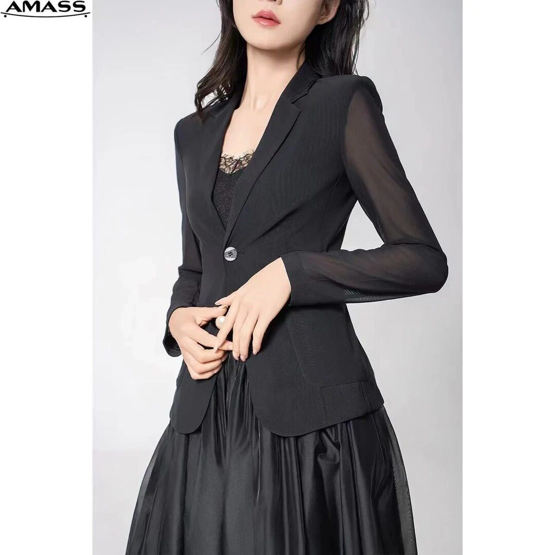 AMASS/阿玛施春夏修身网纱西装外套女通勤轻薄职业小西服5400808