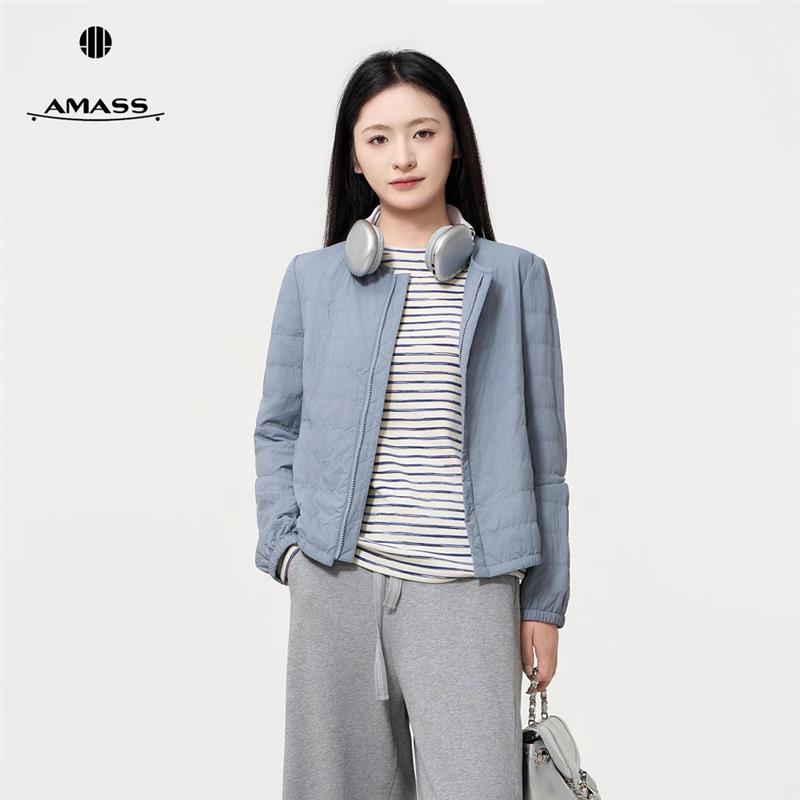 阿玛施AMASS 新款休闲百搭气质舒适绗缝新雪丽薄款棉服外套540048