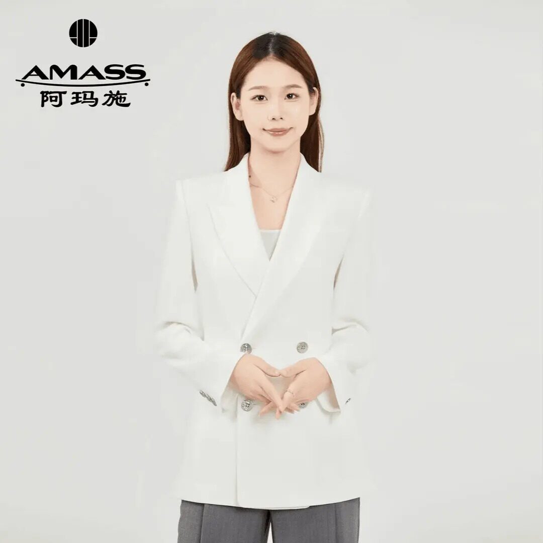 AMASS/阿玛施新款时尚纯色气质通勤双排扣1000元简约西装5400773