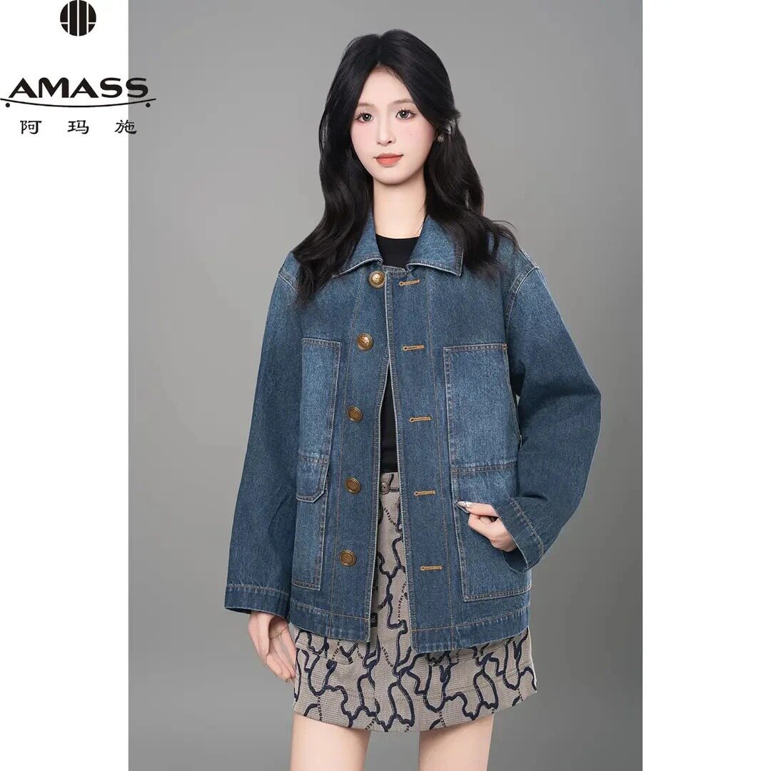 AMASS/阿玛施新款复古宽松工装风春秋牛仔时尚潮流外套女5400850