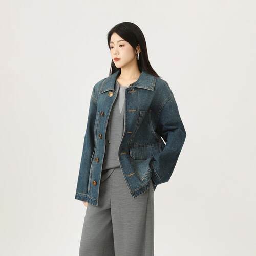 AMASS/阿玛施春季小众炸街松弛感时髦水洗宽松牛仔外套女5400850