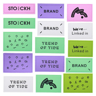 饰补丁贴标pu小商标 布贴破洞装 糖果色字母印花皮革标衣服裤 子时尚