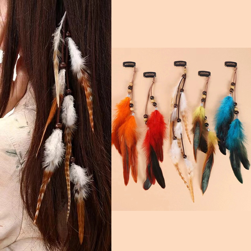 波西米亚民族风羽毛发夹