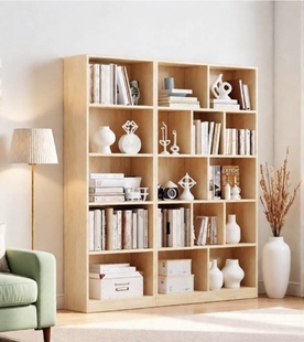 全实木书架落地靠墙书柜定制环保松木儿童客厅储物柜书橱置物架