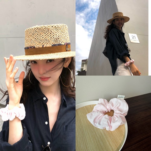 定制～ 章若楠Ins同款发圈韩女氛围感粉色大肠发圈头绳发饰皮筋