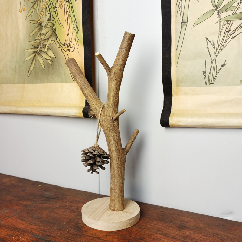 文艺复古迷你天然植物装饰树桩树枝丫小摆件钥匙耳环首饰饰品挂架