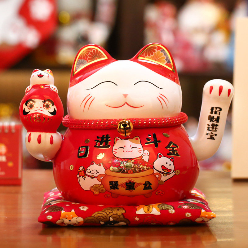 招财猫自动摇手发财猫 摆件开业礼品收银台八方来财装饰