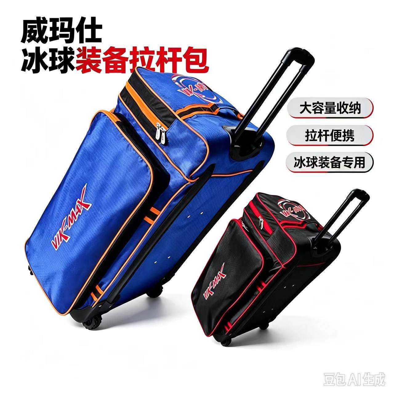威玛仕 VIK-MAX成人冰球护具包轮滑球装备护具包收纳大容量拉杆箱